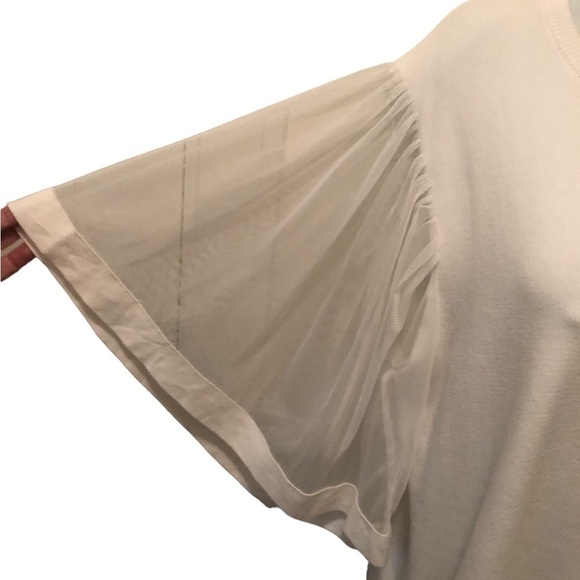 Calligraphie Scoop Neck Sweater Sz. XL Flutter Sheer Puff Sleeve Viscose Career - Picture 3 of 5